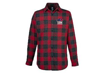 密歇根州立大学丹佛 flannel with blue & red pattern and a logo by the pocket