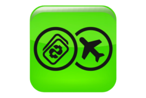 装饰图像与飞机和美元符号标志，代表旅行报销.